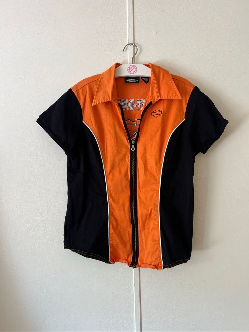 Harley Davidson Zip Up Front Top Woman’s Size Large Y2K 11/2009